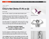 press: as featured in WWD, chico’s fas inc, parent company of white house black market, net climbs 57.4% in Q3