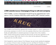 press: LVMH awards luxury champagne krug to ceft and company featured on media week