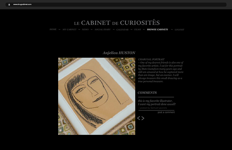 ceft-and-company-luxury-agency-ny-krug-champagne-cabinet-website-social-media-anjelica-huston-portrait